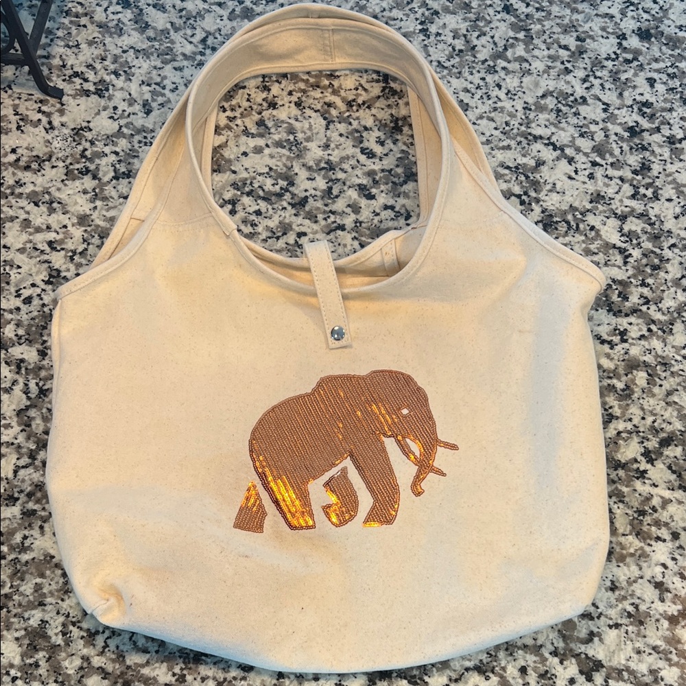 Banana republic, elephant Canvas Tote Bag - Cream